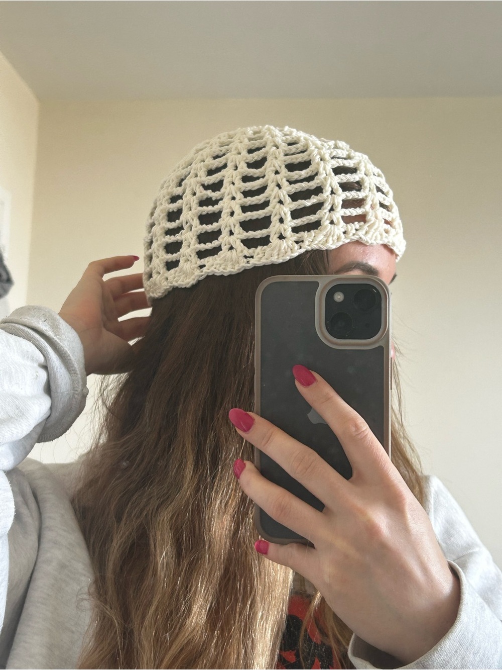 Handmade Crocheted Cream Beach Hat 100% cotton